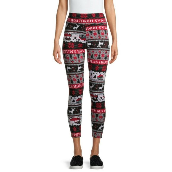 No Boundaries Juniors Girls Christmas Leggings Fur Lined High-Waist Size S 3-5 - Picture 2 of 5